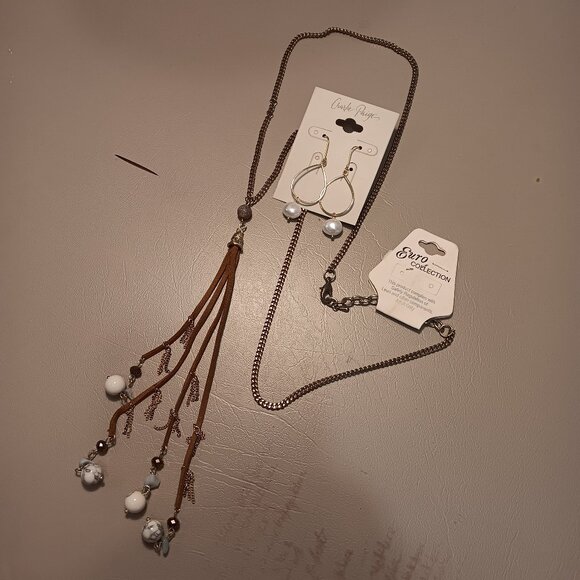 Charlie Paige Euro Collection NWT jewelry lot tassel necklace & drop earrings - Picture 1 of 12